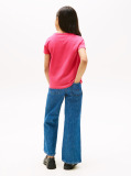 Roz Tricou Cu Maneca Scurta Si Flag Tonal   Fete
