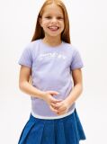 Mov Tricou Slim Cu Guler Rotund Si Logo Metalic  Fete