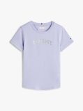 Mov Tricou Slim Cu Guler Rotund Si Logo Metalic  Fete