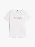 Alb Tricou Slim Cu Guler Rotund Si Logo Metalic  Fete