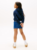 Blue Hanorac Relaxat Din Fleece Cu Emblema Diamanté Flag  Fete