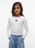 Alb Tricou Slim Cu Guler Rotund Si Logo Metalic  Fete