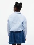 Blue Regular Fit Back Diamanté Star Flag Shirt  Girls