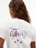 Alb T-Shirt Cu Croiala Lejera Si Imprimeu Pe Spate  Fete