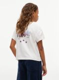 Alb T-Shirt Cu Croiala Lejera Si Imprimeu Pe Spate  Fete