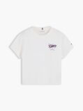 Alb T-Shirt Cu Croiala Lejera Si Imprimeu Pe Spate  Fete