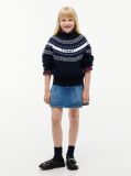 Blue Pulover Intarsia Fair Isle Cu Croiala Lejera  Fete