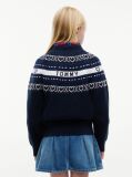 Blue Pulover Intarsia Fair Isle Cu Croiala Lejera  Fete