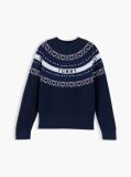 Blue Pulover Intarsia Fair Isle Cu Croiala Lejera  Fete