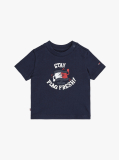Blue Tricou Cu Guler Rotund Si Imprimeu Grafic  Nou nascuti