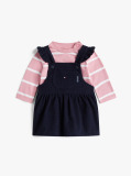 Blue Corduroy Dungaree Dress And Top Gift Set  Newborn