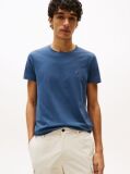 Blue Tricou Slim Fit Cu Steag Brodat  Barbati