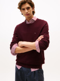 Red Crew Neck Textured Knit Jumper  Men