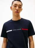 Blue Tricou Cu Guler Rotund Si Panou Cu Logo  Barbati