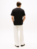 Negru Tricou Cu Broderie Steag  Barbati