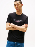 Negru Tricou Cu Logo Cu Guler Rotund  Barbati