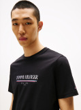 Negru Tricou Cu Logo Cu Guler Rotund  Barbati