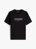 Negru Tricou Cu Logo Cu Guler Rotund  Barbati