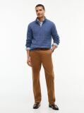 Blue Pure Lambswool Cable Knit Quarter-Zip Jumper  Men