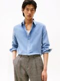 Blue Regular Fit Flag Embroidery Corduroy Shirt  Men
