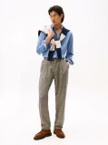Blue Regular Fit Flag Embroidery Corduroy Shirt  Men
