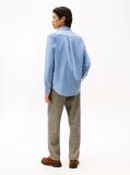 Blue Regular Fit Flag Embroidery Corduroy Shirt  Men