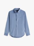 Blue Regular Fit Flag Embroidery Corduroy Shirt  Men