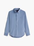 Blue Regular Fit Flag Embroidery Corduroy Shirt  Men