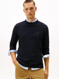 Blue Mercerized Jacquard Tricou Cu Maneca Lunga  Barbati