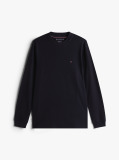 Blue Mercerized Jacquard Tricou Cu Maneca Lunga  Barbati
