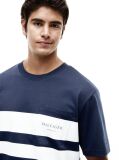 Blue Tricou Lejer Cu Logo Si Blocuri De Culoare  Barbati