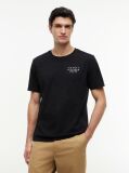 Negru Tricou Din Jersey Cu Imprimeu Grafic Pe Spate Cu Steag Ondulat  Barbati