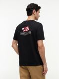 Negru Tricou Din Jersey Cu Imprimeu Grafic Pe Spate Cu Steag Ondulat  Barbati
