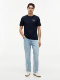 Blue Tricou Din Jersey Cu Imprimeu Grafic Pe Spate Cu Steag Ondulat  Barbati