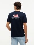 Blue Tricou Din Jersey Cu Imprimeu Grafic Pe Spate Cu Steag Ondulat  Barbati