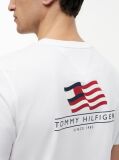Alb Tricou Din Jersey Cu Imprimeu Grafic Pe Spate Cu Steag Ondulat  Barbati