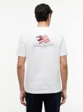 Alb Tricou Din Jersey Cu Imprimeu Grafic Pe Spate Cu Steag Ondulat  Barbati