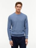 Blue Textured Crew Neck Jumper With Cashmere  Men