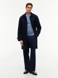 Blue Textured Crew Neck Jumper With Cashmere  Men