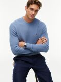 Blue Textured Crew Neck Jumper With Cashmere  Men