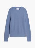 Blue Textured Crew Neck Jumper With Cashmere  Men