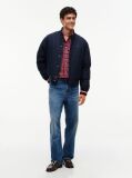 Blue Global Stripe Padded Relaxed Bomber Jacket  Men