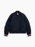 Blue Global Stripe Padded Relaxed Bomber Jacket  Men