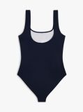 Blue Costum De Baie Clasic Cu Gat Patrat Si Blocuri De Culoare  Fete