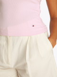 Roz Tricou Cu Nervuri Slim  Femei