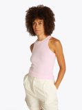 Roz Tricou Cu Nervuri Slim  Femei