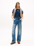 Blue Tricou Slim Cu Guler Rotund Si Maneca Scurta Cu Logo Stampilat  Femei