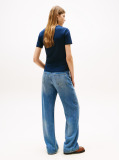 Blue Tricou Slim Cu Guler Rotund Si Maneca Scurta Cu Logo Stampilat  Femei