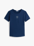 Blue Tricou Slim Cu Guler Rotund Si Maneca Scurta Cu Logo Stampilat  Femei