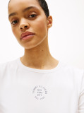 Alb Tricou Slim Cu Guler Rotund Si Maneca Scurta Cu Logo Stampilat  Femei